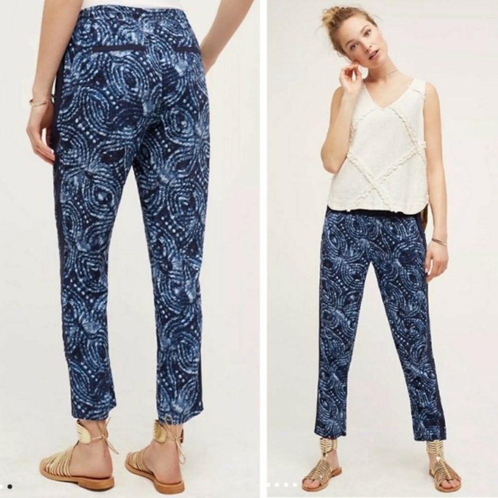 ANTHROPOLOGIE HEI HEI Blue Batik Print Maree Pants